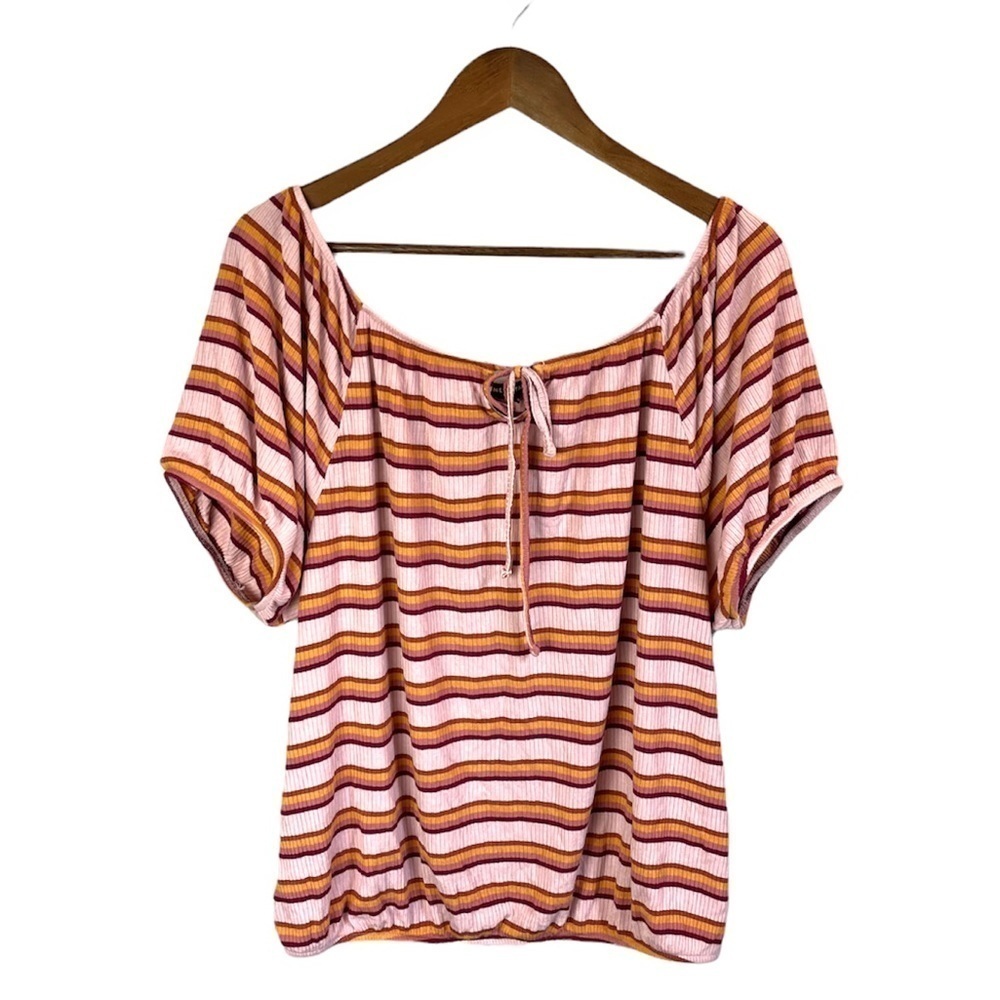 Lane Bryant Short Sleeve Stripped Blouse 14/16